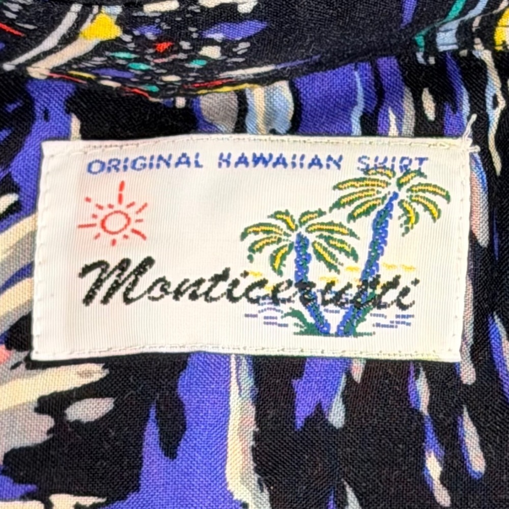 Vintage Hawaiian Shirt Monticerutti Men 2XL‎ Tall Black Grand Prix Race Car AOP - Picture 4 of 13